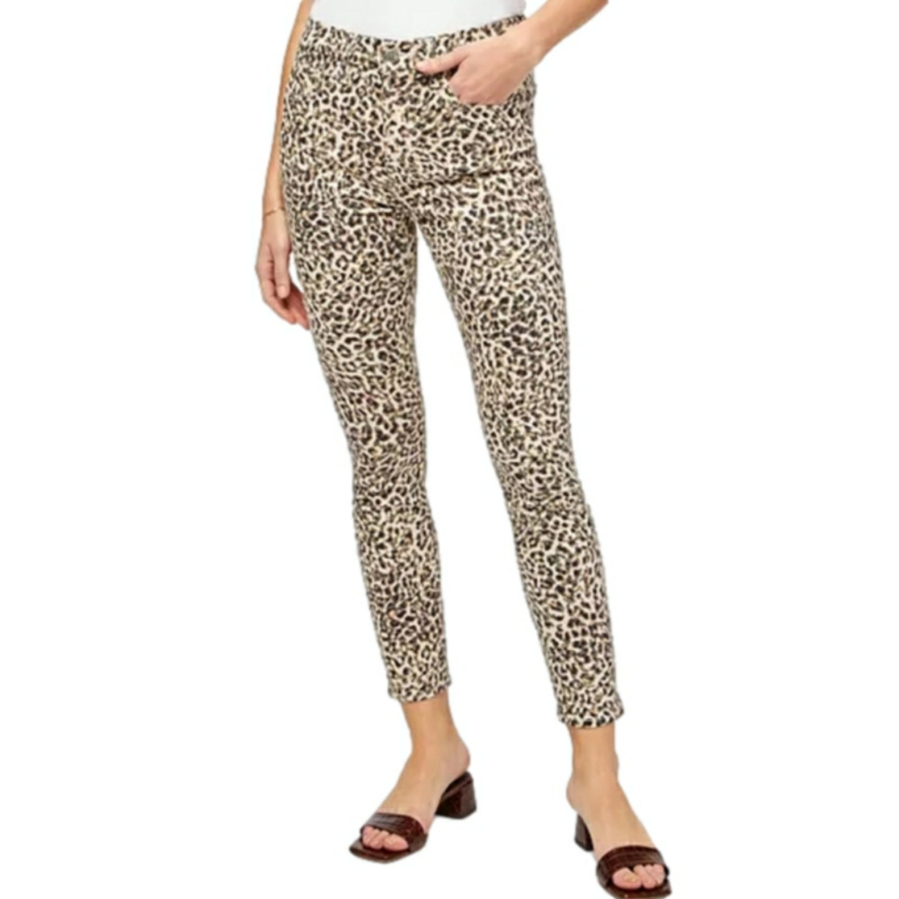 7 For All Mankind Jen7 Jeans Womens Size 14 Ankle Skinny Stretch Cheetah Denim